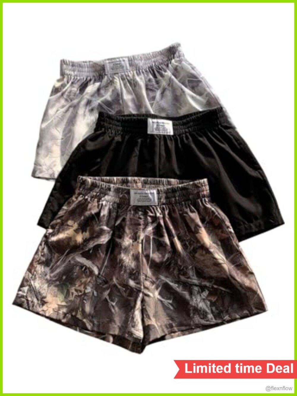 Plus Size 3 Pack Wide Leg Track Shorts Elastic Waist Camo Casual